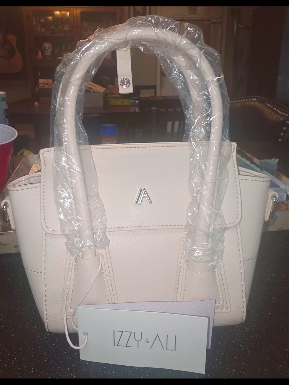 Cream Mini Tote Crossbody Bag
